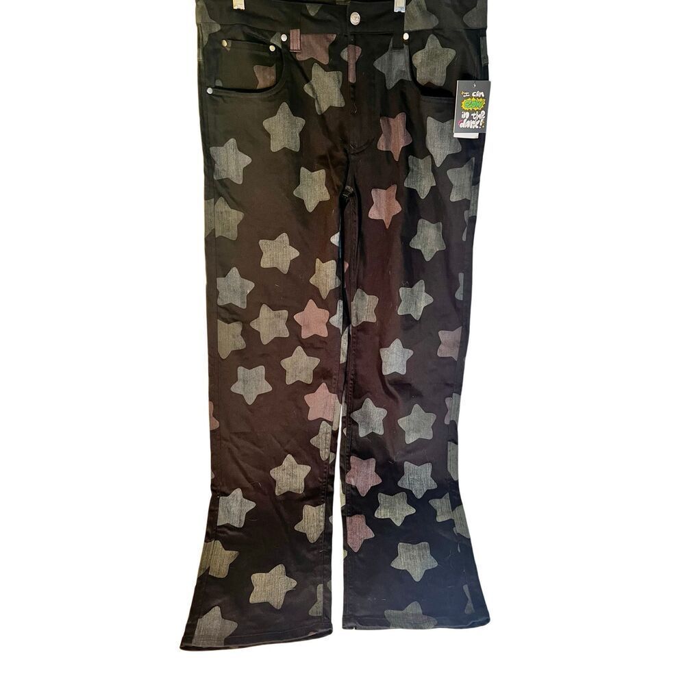 NWT Men's Salem7 Zumiez Glow In the Dark Star Black Jeans Stars Glow In The Dark - Picture 3 of 16